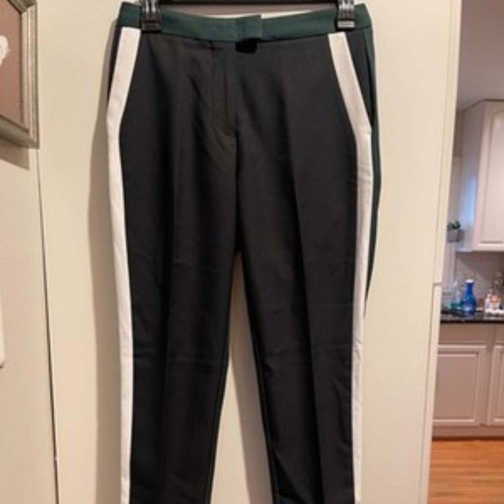 G/FORE Colorblock Golf Pants Womens 2 Pine Green Black Side Stripe Slim NWT